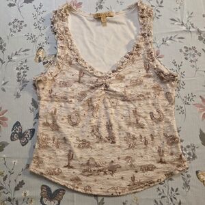 Shyanne Lace Western Desert Print Tank Top Medium